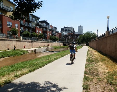 Trail through an urban corridor